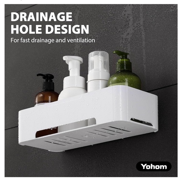 BNIB Adhesive Shower Caddy Shelf Bathroom Wall Holder Storage Organizer White - Picture 5 of 8